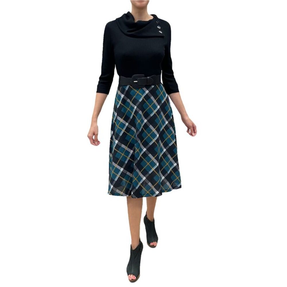 Signature by Robbie Bee Womens Ribbed A-line Dress, Black, XL, DM